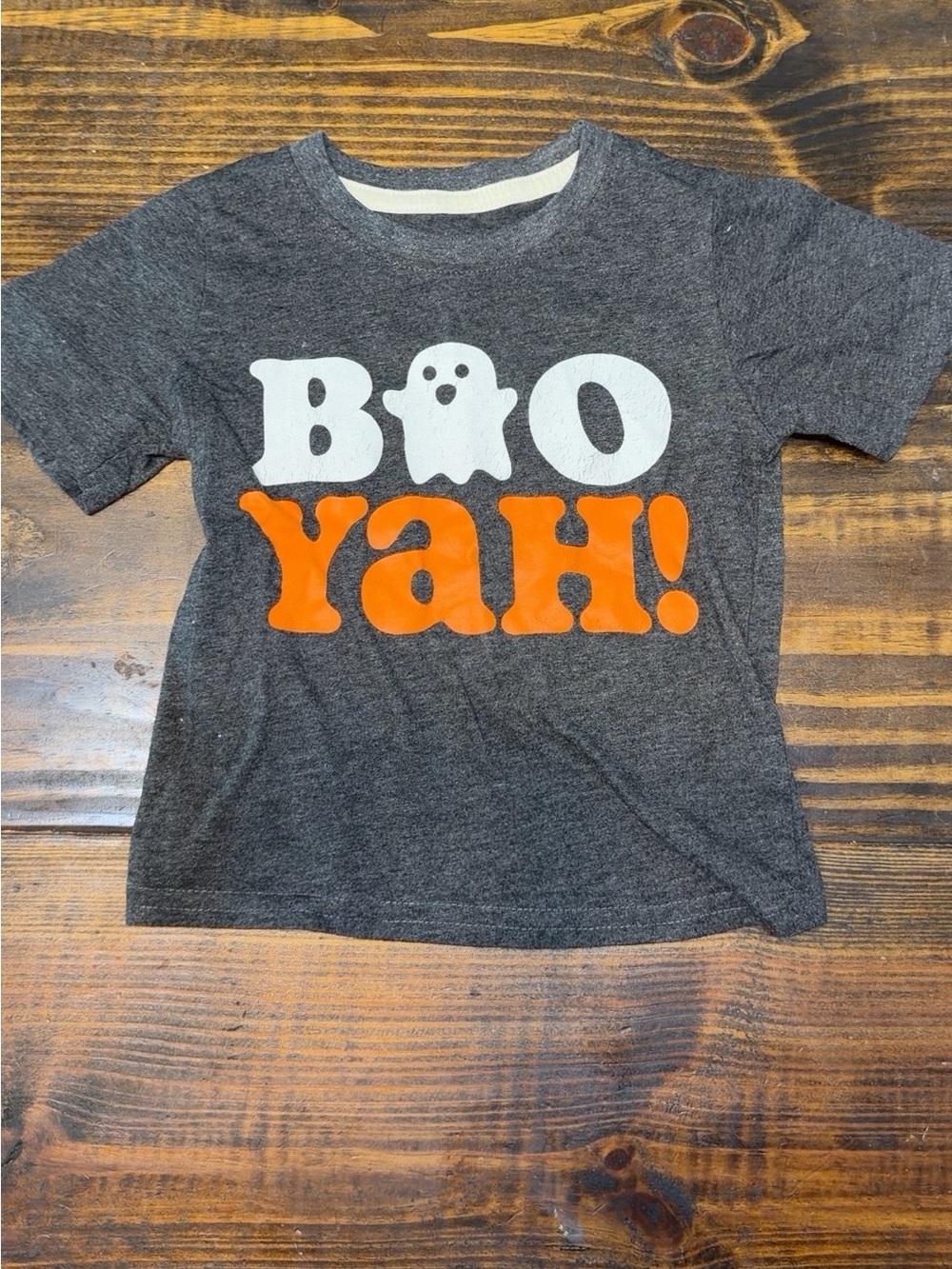 Kids Short Sleeve Tee - Gray "Boo Yah!" Graphic